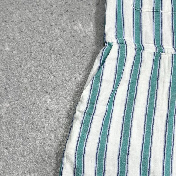Old Navy Womens PM  Romper Blue Stripe Gauze Cinch Pockets 100% Cotton Button - Picture 6 of 14